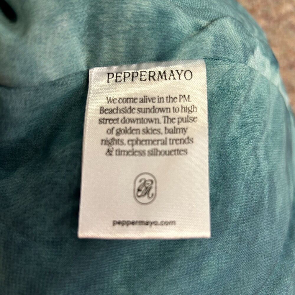 Peppermayo NWOT Teal Watercolor Plunge Halter Backless Mini Dress Size 2 - Picture 12 of 15